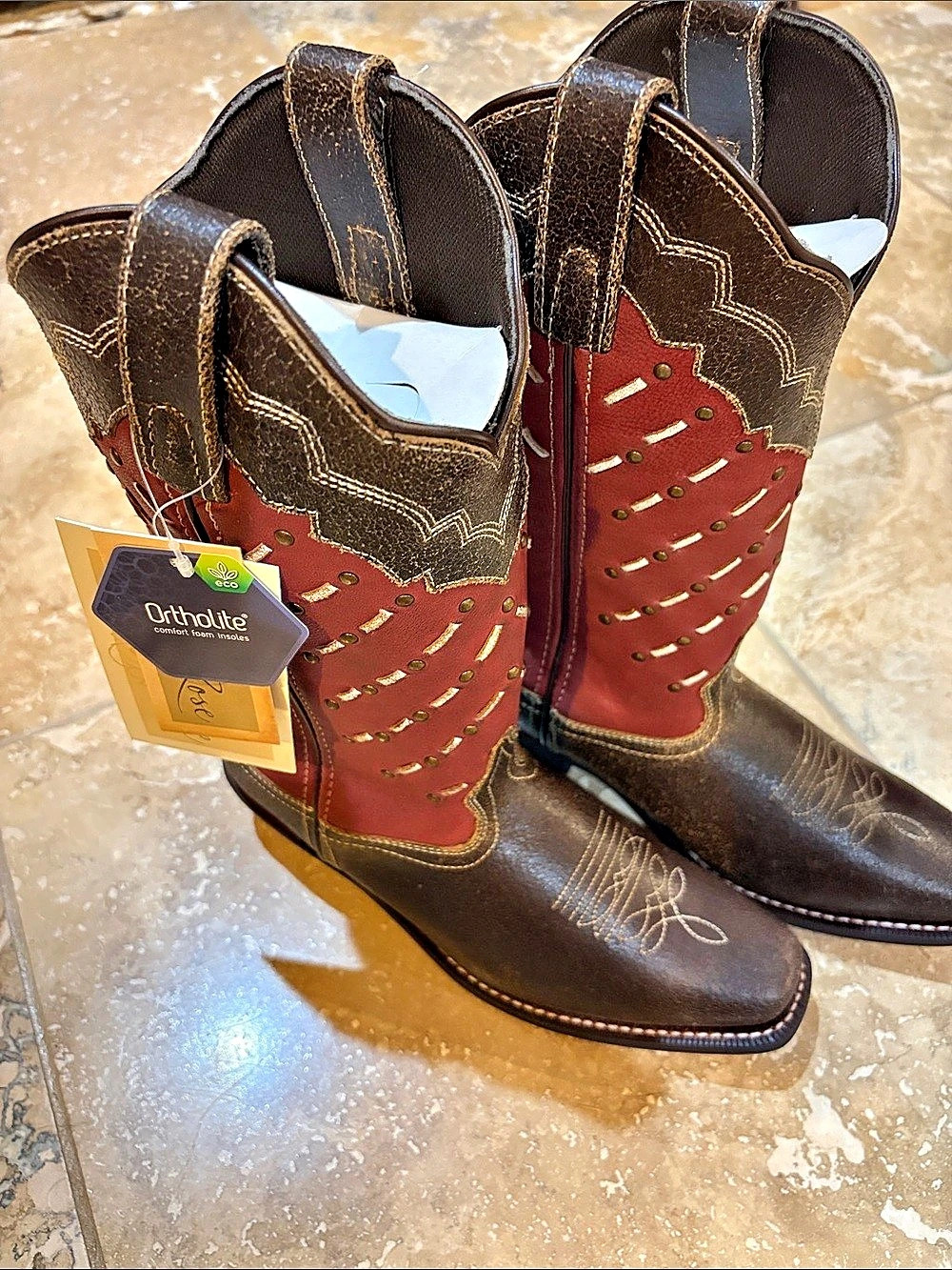 Cedar Rose Western Leather Boots Brown/Wine